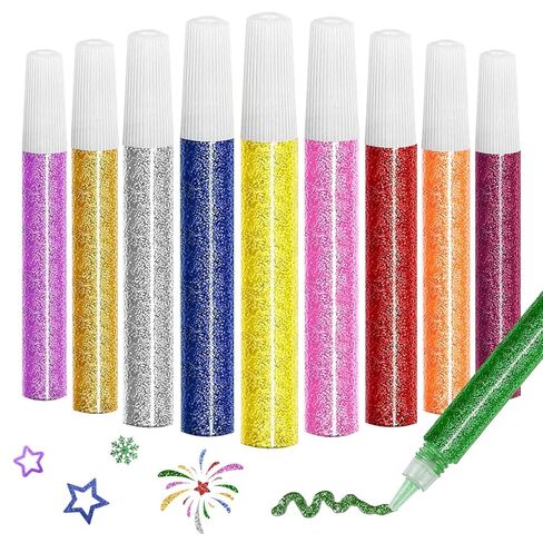 10Pcs Glitter Glue Pens, 10 Colors Glitter Glue Sticks,Glitters Glue for Crafts,Glitter Paint Pens for DIY Arts Projects,Painting Scrapbooking,Card Decorating Supplies in Kuwait