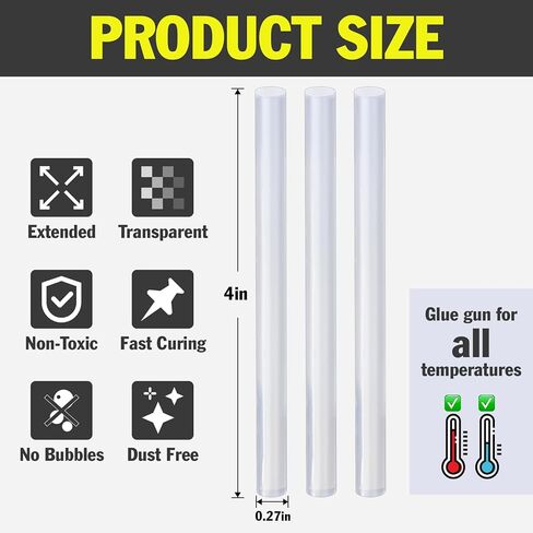 240 Pack Mini Hot Glue Sticks, 4" Long x 0.27" Diameter Glue Sticks for Mini Glue Guns, Perfect Fit for Wood, Metal, Glass, Plastic, Floral, Fabric, Leather, Foam, Floral in Saudi Arabia