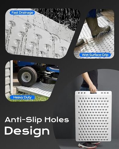 33'' L × 48'' W Shed Ramps for Lawn Mower, 1500lbs Heavy Duty Aluminum Threshold Ramp for Riding Lawn Mower, ATVs & Tractor, Non-Slip Entrance Transition Ramp for Sheds, Barns, Garages in Kuwait