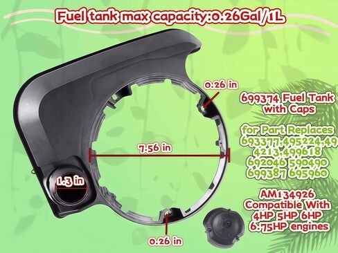 699374 خزان وقود الغاز مع غطاء متوافق مع B&S John Deere Troy Bilt Craftsman يستبدل 693377 495224 494213 499618 692046 590490 699387 695960 AM134926 خزان غاز جزازة العشب in Kuwait