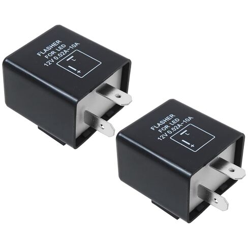 2 Pack Universal 12V Flasher Module - Compatible with Most 2-Pin Motorcycle & Auto Systems in Kuwait