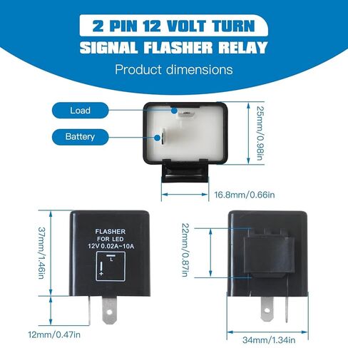 2 Pack Universal 12V Flasher Module - Compatible with Most 2-Pin Motorcycle & Auto Systems in Kuwait