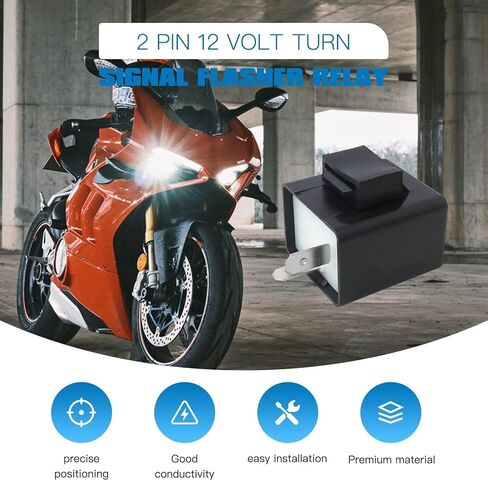 2 Pack Universal 12V Flasher Module - Compatible with Most 2-Pin Motorcycle & Auto Systems in Kuwait