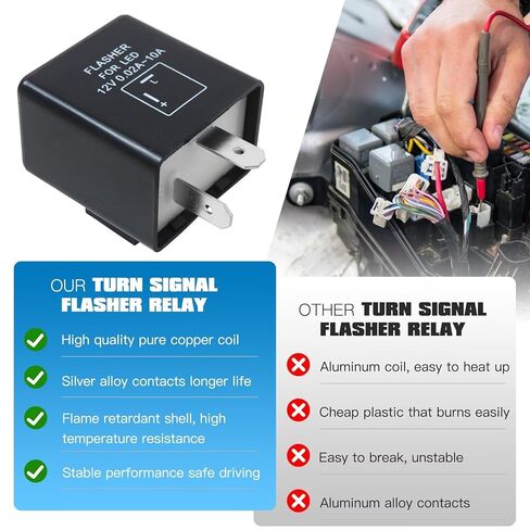 2 Pack Universal 12V Flasher Module - Compatible with Most 2-Pin Motorcycle & Auto Systems in Kuwait