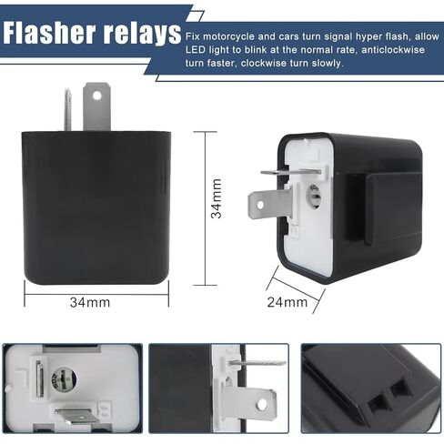 2025 Upgrade 2pcs 12V Adjustable 2 Pin Direct Replacement Compatible LED Electronic Flasher Relay fix CAR and Motorcycle Turn Signal Flash Relay in Kuwait