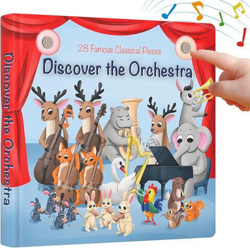 LITTLE MAESTRO Discover the Orchestra – 28 Instrument Sounds and Classical Pieces, Musical Books for Toddlers, 28-Button Music Book, Musical Toys for Toddlers 1-3 in Kuwait