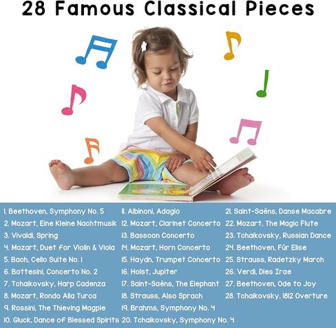 LITTLE MAESTRO Discover the Orchestra – 28 Instrument Sounds and Classical Pieces, Musical Books for Toddlers, 28-Button Music Book, Musical Toys for Toddlers 1-3 in Kuwait