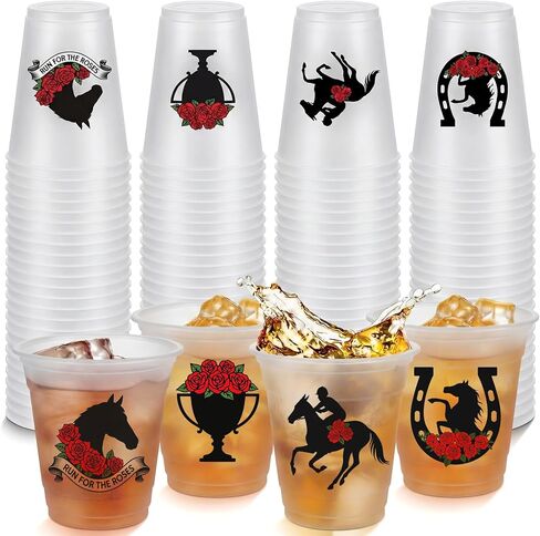 LemonRoad 48 Pcs Western Cowboy Plastic Cups Bulk 12oz Brown Cowboy Disposable Frosted Party Clear Cups for Drinking Western Themed Party Supplies Boho Preppy Rodeo Birthday Baby Shower Decorations in Kuwait