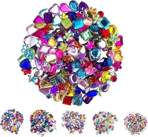 JPSOR 900pcs Gems Jewels for Crafts, Acrylic Flatback Rhinestones for Halloween Pirate Party Decorations, Crafting Embellishments Gemstone (9 Shapes, 6-13mm) in Kuwait