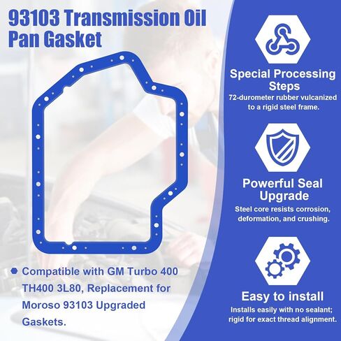 93103 Transmission Oil Pan Gasket for GM Turbo 400 — Compatible with Moroso 93103 — 3/16" High-Durometer Vulcanized Rubber with Internal Steel Shim in Kuwait