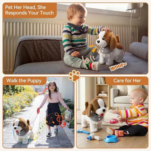 Talkfun Interactive Plush Puppy Toys for 1,2,3 Year Old Boy Girl Gifts, Musical Realistic Walking Stuffed Dog Toy for Toddlers 1-3 Age, Birthday Gift for 1-2 Year Old Girl Boy in Kuwait