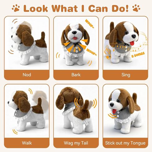 Talkfun Interactive Plush Puppy Toys for 1,2,3 Year Old Boy Girl Gifts, Musical Realistic Walking Stuffed Dog Toy for Toddlers 1-3 Age, Birthday Gift for 1-2 Year Old Girl Boy in Kuwait
