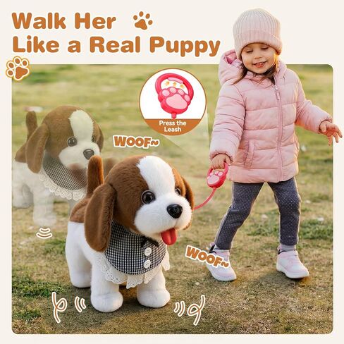 Talkfun Interactive Plush Puppy Toys for 1,2,3 Year Old Boy Girl Gifts, Musical Realistic Walking Stuffed Dog Toy for Toddlers 1-3 Age, Birthday Gift for 1-2 Year Old Girl Boy in Kuwait
