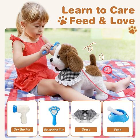 Talkfun Interactive Plush Puppy Toys for 1,2,3 Year Old Boy Girl Gifts, Musical Realistic Walking Stuffed Dog Toy for Toddlers 1-3 Age, Birthday Gift for 1-2 Year Old Girl Boy in Kuwait
