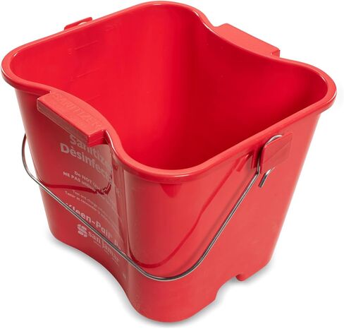 San Jamar Kleen-Pail Pro Sanitizer Pail Cleaning Bucket with Bail Handle for Cleaning, Kitchens, Restaurants, And Janitorial Use, Plastic, 8 Quarts, Red, (Pack of 12) in Saudi Arabia