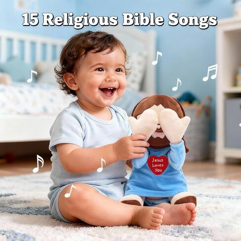 Yelakey Jesus Plush Peek A Boo Toy, Jesus Stuffed Doll Religious Plushie with 15 Bible Songs for Kids Christmas Easter Gifts 10'' in Kuwait