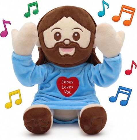 Yelakey Jesus Plush Peek A Boo Toy, Jesus Stuffed Doll Religious Plushie with 15 Bible Songs for Kids Christmas Easter Gifts 10'' in Kuwait