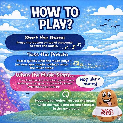 Wacky Potato - Interactive Musical Talking Passing Potato Game | 50 Silly Challenges & 15 Songs | Funny Family Party Activity for Boys & Girls | Indoor Outdoor Gift for Kids in Kuwait