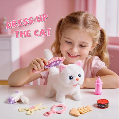Vanvimen 17PCS Cat Toys for Kids Girls Boys,Interactive Robot Cat with Walking,Realistic Cat Toy for Toddlers 3-5 6-8,Idea Birthday Gifts for Girl Ages 3 4 5 6 7 8 Years Old in Kuwait