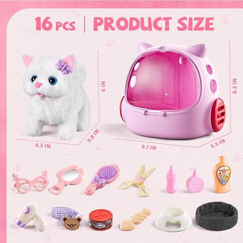 Vanvimen 17PCS Cat Toys for Kids Girls Boys,Interactive Robot Cat with Walking,Realistic Cat Toy for Toddlers 3-5 6-8,Idea Birthday Gifts for Girl Ages 3 4 5 6 7 8 Years Old in Kuwait