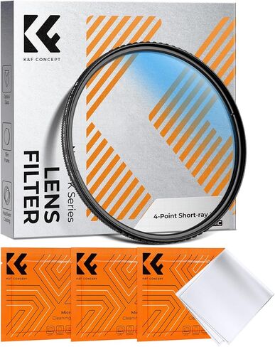 K&F CONCEPT 67mm Variable Short Line Star Lens Filter (4 Point), Cross Screen Starburst Filter-18 Layer Coating Optical Glass with 3 Cleaning Cloth (K Series) in Saudi Arabia