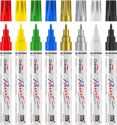 Overseas Fine Tip Oil-Based Paint Marker Pen - 8 Colors 0.9mm Fine Nib Permanent Markers, Quick Dry, Waterproof, Fade Resistant Paint Pens for Metal, Wood, Rock, Plastic, Ceramics, Rubber, Glass in Kuwait