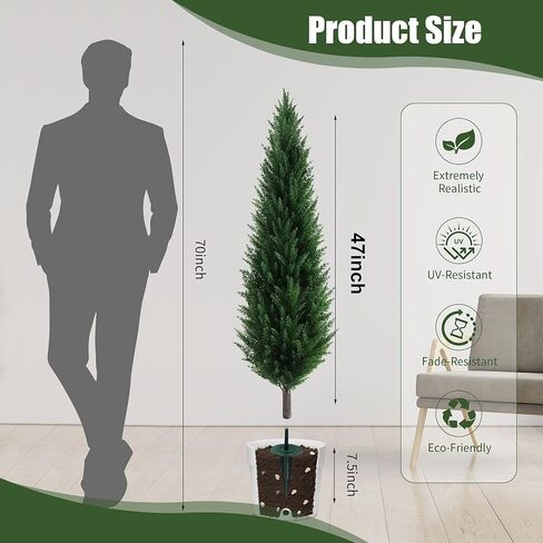 2 Pack 5ft(60") Artificial Cedar Topiary Trees Artificial Shrubs Cypress Tree Outdoor Artificial Shrubs Fake Plants UV Rated Potted Plants for Front Porch Décor ，Outdoor, Indoor, Front Door, Office in Saudi Arabia