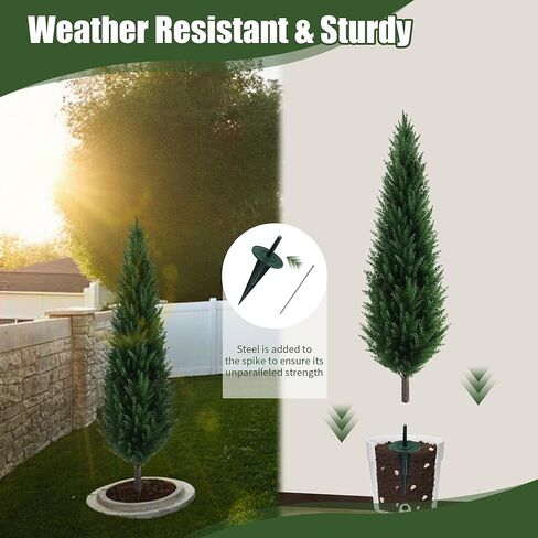 2 Pack 5ft(60") Artificial Cedar Topiary Trees Artificial Shrubs Cypress Tree Outdoor Artificial Shrubs Fake Plants UV Rated Potted Plants for Front Porch Décor ，Outdoor, Indoor, Front Door, Office in Saudi Arabia