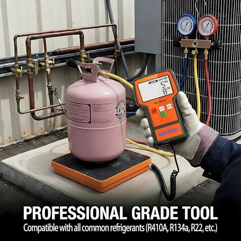 مقياس التبريد HVAC 110 رطل، مقياس فريون لشاشة LCD كبيرة جدًا، مقياس وزن شحن المبرد بدقة ±0.05% لجميع المبردات، حقيبة محمولة، متضمنة البطارية in Kuwait