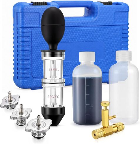 Sabary Combustion Leak Detector Kit with Dual-Chamber Head Gasket Leakage Tester Tool 8.5OZ CO2 Reaction Fluid Universal and Dedicated Adapters in Kuwait