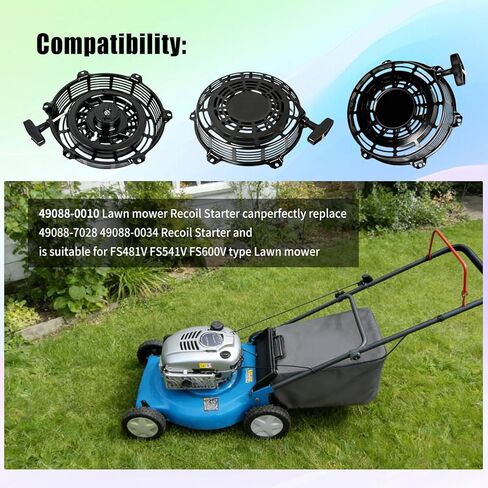 Lawn Mower Recoil Starter 49088-0034 Compatible with Kawasaki Lawn Mower 49088-0010 FS481V FS541V FS600V Recoil Start Assembly, Replace 49088-7028 Pull Rope Start Assembly in Kuwait