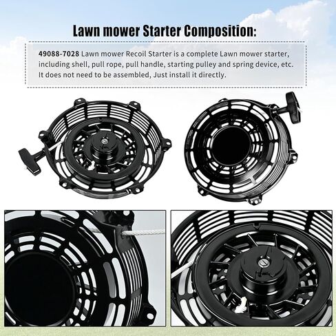 Lawn Mower Recoil Starter 49088-0034 Compatible with Kawasaki Lawn Mower 49088-0010 FS481V FS541V FS600V Recoil Start Assembly, Replace 49088-7028 Pull Rope Start Assembly in Kuwait
