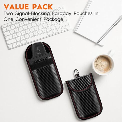 Faraday Pouch for Key Fob (2 Pack), RFID Signal Blocking Faraday Bag, Anti-Theft Key Fob Protector, Universal Fit for Keyless Entry in Saudi Arabia