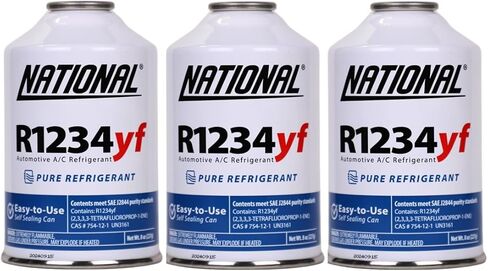National R1234YF Refrigerant Automotive Replacement for MVAC | 8oz Can with self Sealing Valve for AC Recharging (3 Cans) in Kuwait