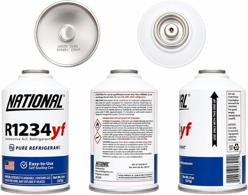 National R1234YF Refrigerant Automotive Replacement for MVAC | 8oz Can with self Sealing Valve for AC Recharging (3 Cans) in Kuwait