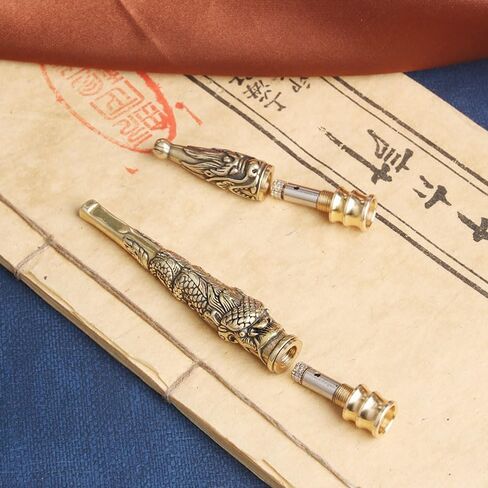 2Pcs Retro Brass Dragon Pattern Filter Holder Stylish & Vintage Detachable & Washable Mouthpieces Perfect for Christmas Valentines Day and New Years Gifts in Kuwait