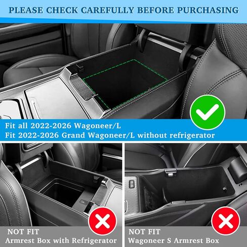 منظم وحدة التحكم المركزية لملحقات 2022-2026 Jeep Wagoneer/L & Select Grand Wagoneer/L، صينية إدخال صندوق تخزين مسند الذراع مع فتحة للعملات المعدنية (ليس لـ Wagoneer S) in Kuwait