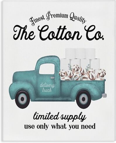 Stupell Industries 'Toilet Paper Cotton Truck', Canvas Art, 24 x 30 Inches, Easy to Hang and Sturdy, Made in USA, by Lettered and Lined in Kuwait