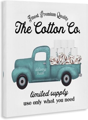 Stupell Industries 'Toilet Paper Cotton Truck', Canvas Art, 24 x 30 Inches, Easy to Hang and Sturdy, Made in USA, by Lettered and Lined in Kuwait