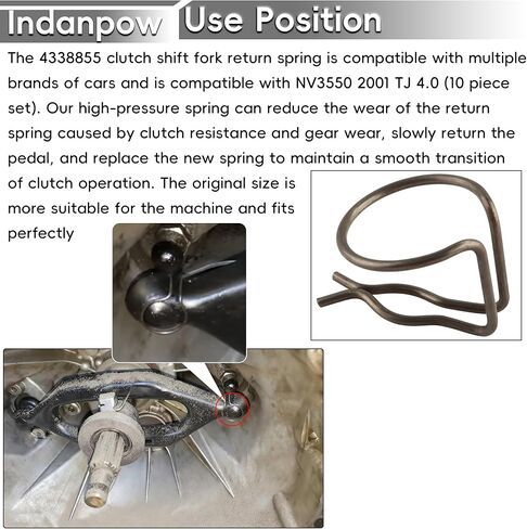 ‎Indanpow Clutch Fork Return Spring متوافق مع NV4500 NV5600 إصلاح ناقل الحركة اليدوي زنبرك 4338855 (10 عبوات) ﻿ in Kuwait