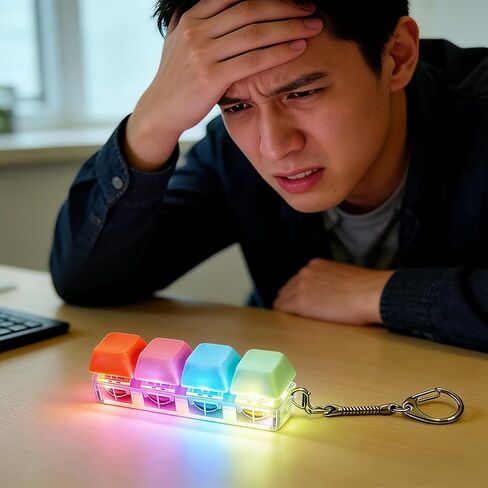 4 عبوات من لعبة سلسلة مفاتيح فيدجيت للوحة المفاتيح، لوحة مفاتيح مع أضواء LED لوحة مفاتيح لتخفيف التوتر، هدايا فيدجيت كليكر للأطفال في عيد الفصح (معكرون) in Kuwait