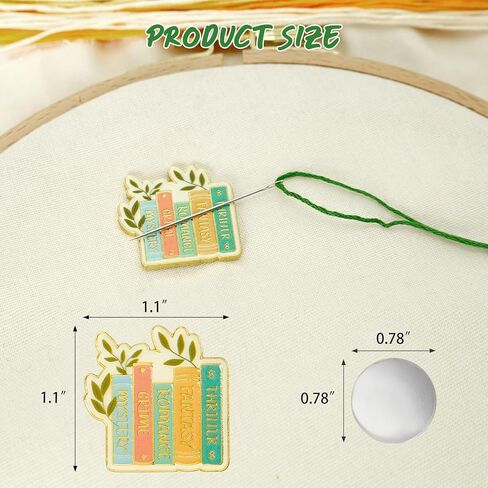 WUSUTE Book Lover‘s Needle Minder for Cross Stitch, Bookshelf Needle Minder Magnet for Organizing, Embroidery Sewing Needle Holder Needlework Accessories in Kuwait