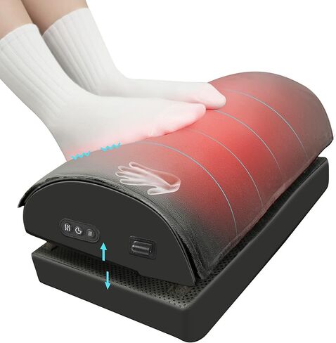 Snailax Foot Rest Under Desk at Work, Heated Under Desk Foot Stool with Double Layer Adjustable Height, Feet Warmer with Vibration Massage, Ergonomic Gaming Home Footstool for Lumbar Back Knee Pain in Kuwait