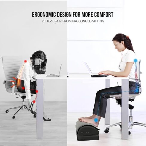 Snailax Foot Rest Under Desk at Work, Heated Under Desk Foot Stool with Double Layer Adjustable Height, Feet Warmer with Vibration Massage, Ergonomic Gaming Home Footstool for Lumbar Back Knee Pain in Kuwait