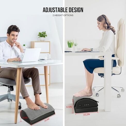 Snailax Foot Rest Under Desk at Work, Heated Under Desk Foot Stool with Double Layer Adjustable Height, Feet Warmer with Vibration Massage, Ergonomic Gaming Home Footstool for Lumbar Back Knee Pain in Kuwait