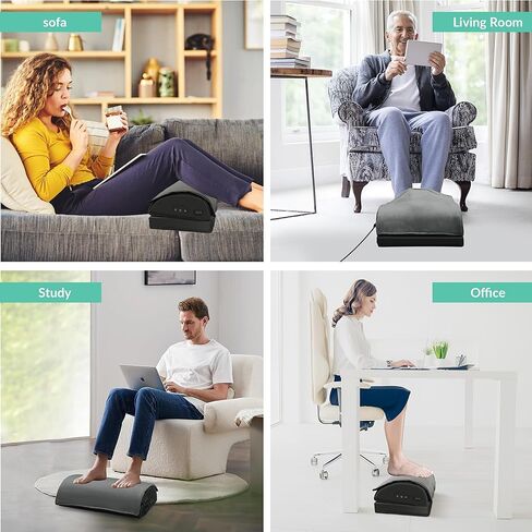Snailax Foot Rest Under Desk at Work, Heated Under Desk Foot Stool with Double Layer Adjustable Height, Feet Warmer with Vibration Massage, Ergonomic Gaming Home Footstool for Lumbar Back Knee Pain in Kuwait