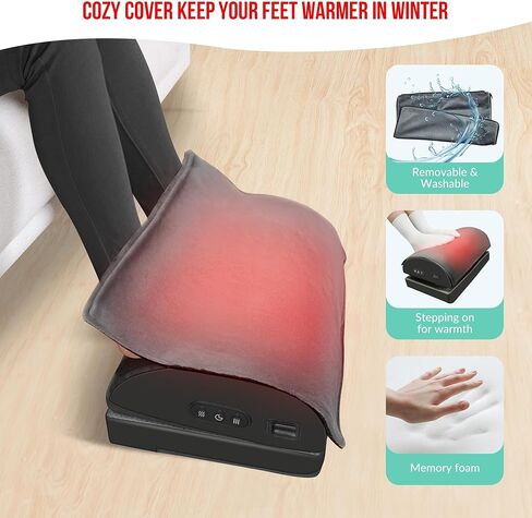 Snailax Foot Rest Under Desk at Work, Heated Under Desk Foot Stool with Double Layer Adjustable Height, Feet Warmer with Vibration Massage, Ergonomic Gaming Home Footstool for Lumbar Back Knee Pain in Kuwait