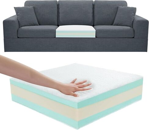 Extra Thickness 5 Layer Couch Cushion Replacement, 26"x26"x6" Sofa Cushions Replacement,100% 25D Foam Upholstery Cushion, Supportive&Soft Sofa Cushion Foam with Removable Cover in Kuwait