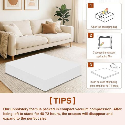 High Density Upholstery Foam 6" X 24" X 24", 3PCS Couch Cushion Replacement - 45D Density 70 ILD (Firm), Square Foam Padding for Chairs, Cut to Size Foam Replacement Cushion for Sofa Chair Bench in Kuwait