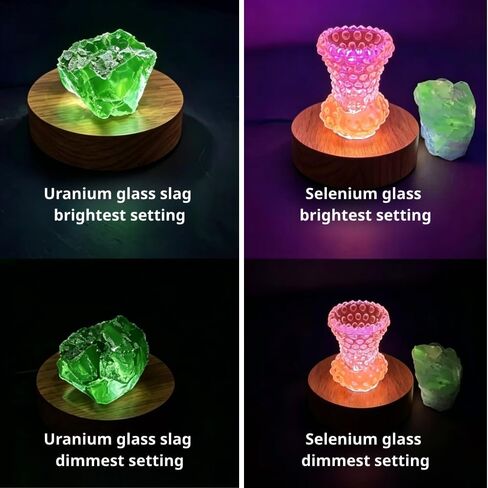 2pcs Wooden USB UV LED Blacklight Display Base, 395nm UV Light Stand for Uranium Glass, Glow Art & UV Reactive Items, Round Glow-in-the-Dark Lighting Base in Kuwait